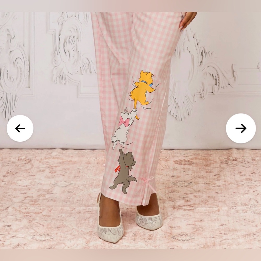 BNWT Cakeworthy Disney Artistocats Pink Gingham Elastic Waist Lounge Pant - Picture 2 of 14